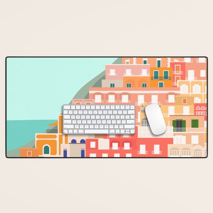 View over the Amalfi Coast, Positano, Italy Desk Mat Gallery Image 1