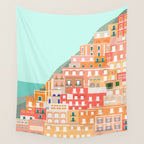 View over the Amalfi Coast, Positano, Italy Wall Tapestry Gallery Image 4