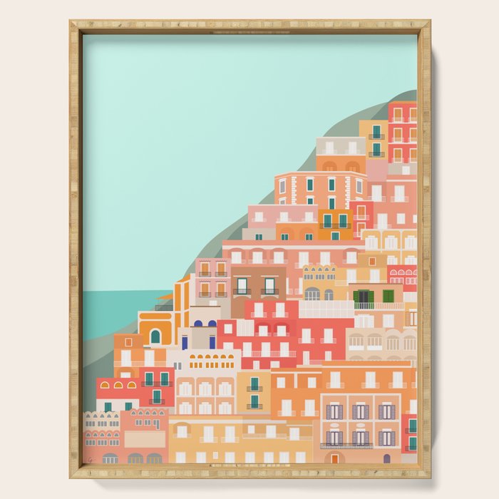 View over the Amalfi Coast, Positano, Italy Serving Tray Gallery Image 1