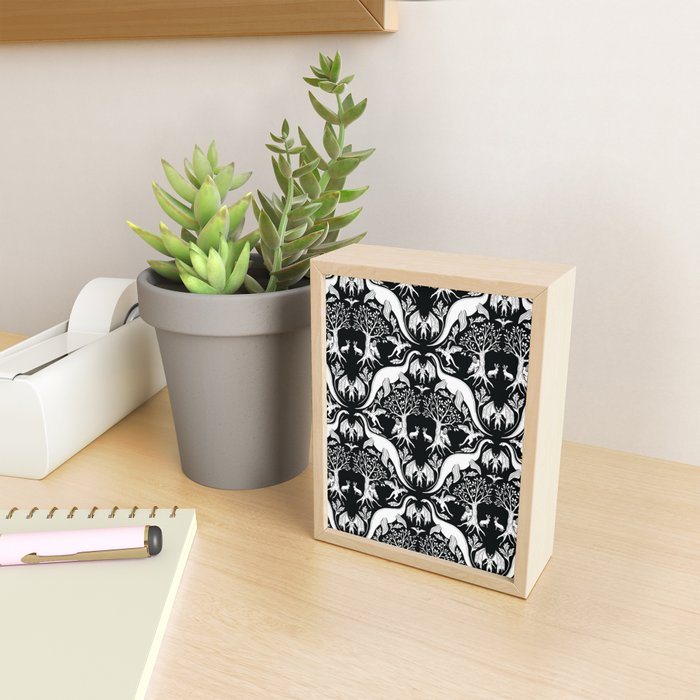 Black & White Cryptid Damask Mini Art Print Gallery Image 2