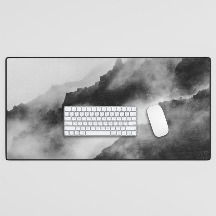 Foggy Mountains Black and White Desk Mat Gallery Image 1