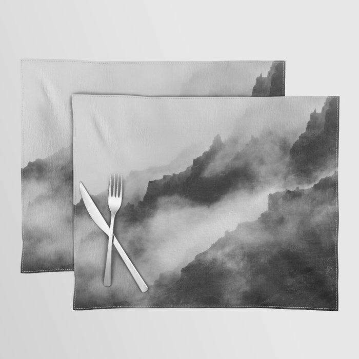 Foggy Mountains Black and White Placemat Gallery Image 1