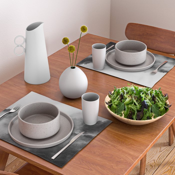 Foggy Mountains Black and White Placemat Gallery Image 2