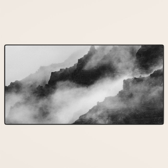 Foggy Mountains Black and White Desk Mat Gallery Image 3