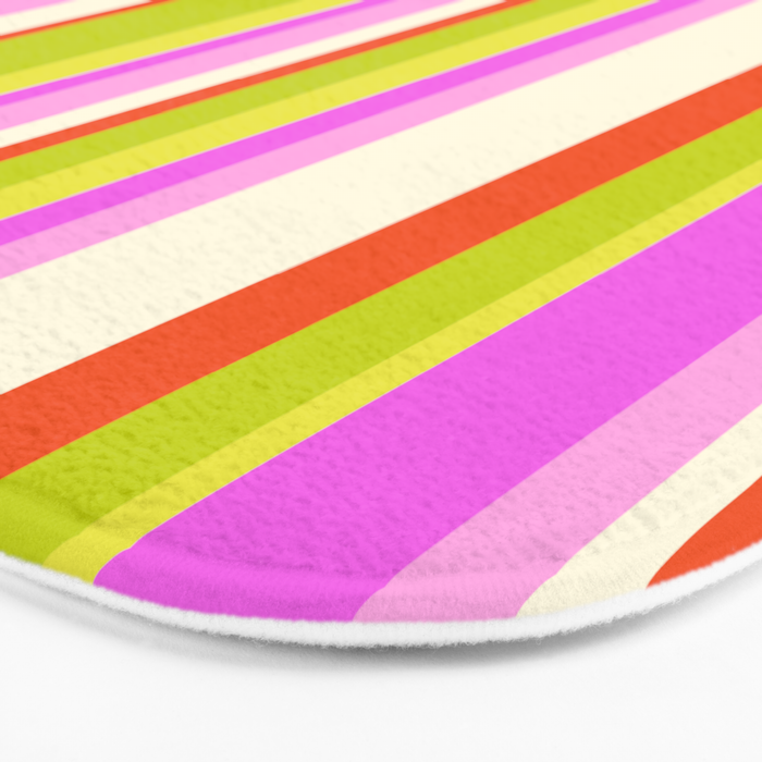 Classic Stripes XVIII - Y2K Pink and Green Bath Mat Gallery Image 3