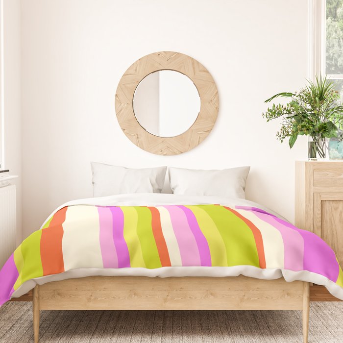 Classic Stripes XVIII - Y2K Pink and Green Duvet Cover Gallery Image 3