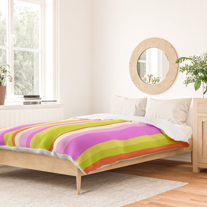 Classic Stripes XVIII - Y2K Pink and Green Duvet Cover Gallery Image 2