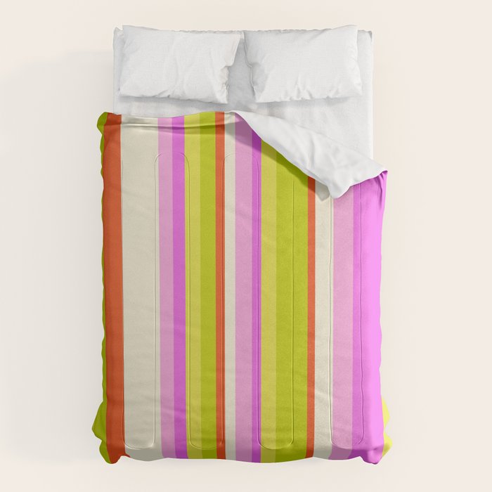 Classic Stripes XVIII - Y2K Pink and Green Comforter Gallery Image 1