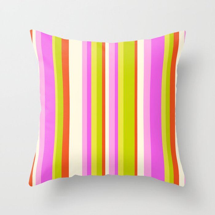 Classic Stripes XVIII - Y2K Pink and Green Throw Pillow Gallery Image 6