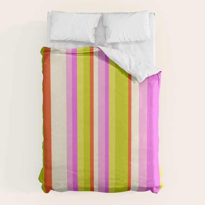 Classic Stripes XVIII - Y2K Pink and Green Duvet Cover Gallery Image 6