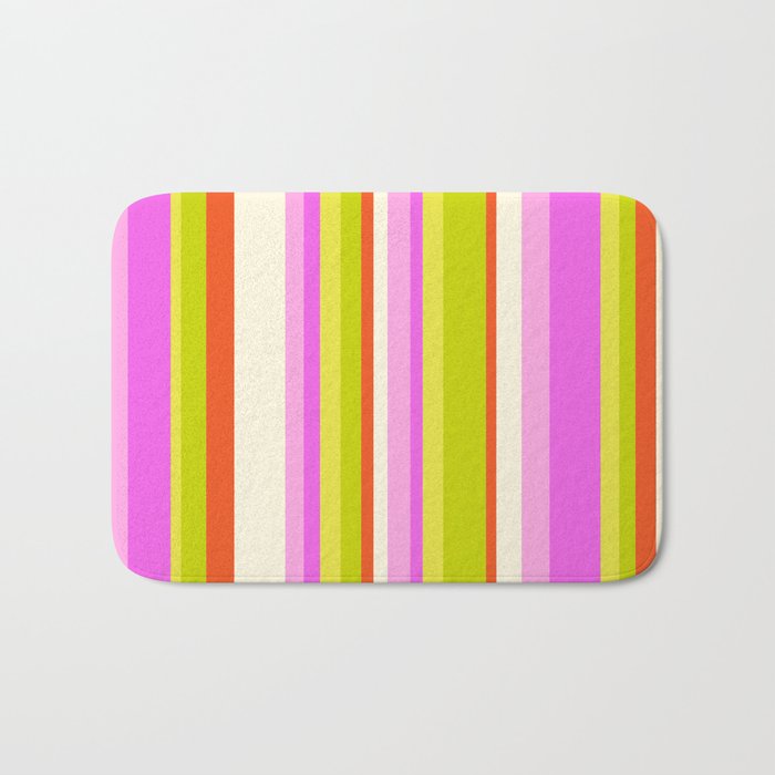 Classic Stripes XVIII - Y2K Pink and Green Bath Mat Gallery Image 1