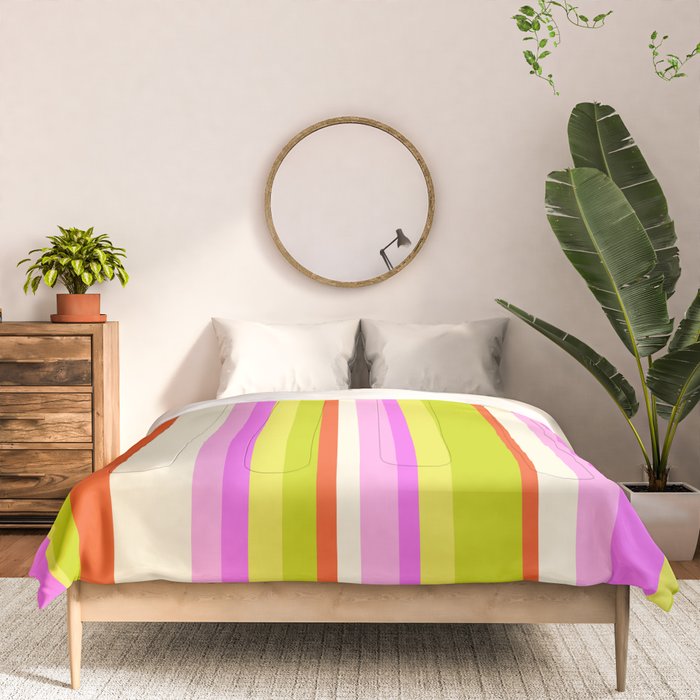 Classic Stripes XVIII - Y2K Pink and Green Comforter Gallery Image 3
