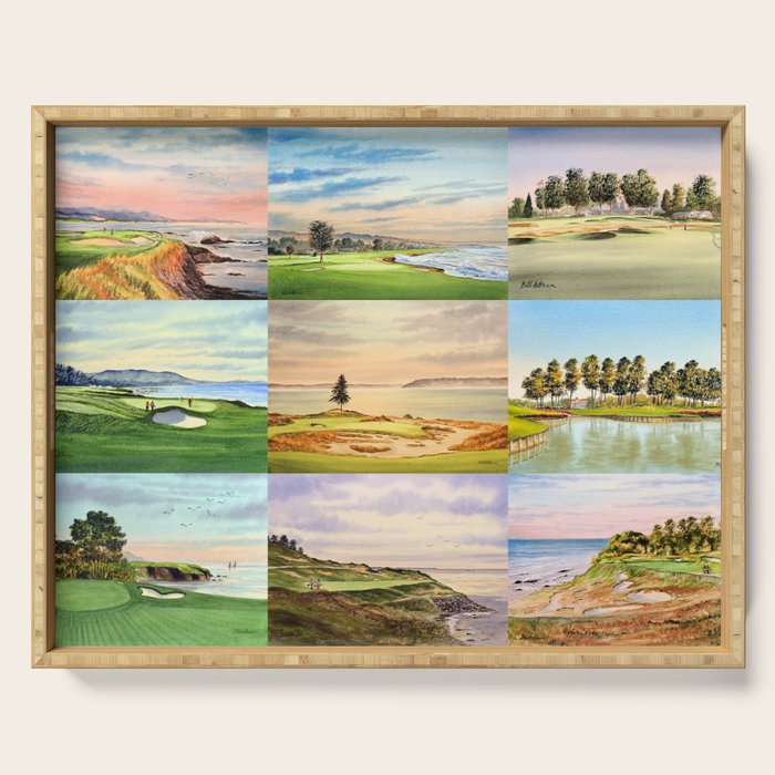 Famous Golf Courses In The USA Collage Serving Tray Gallery Image 1