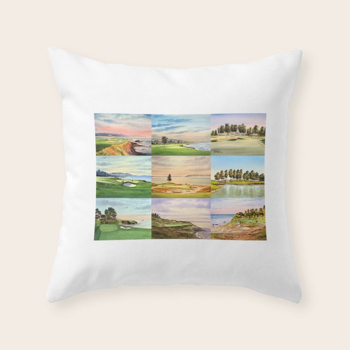 Famous Golf Courses In The USA Collage Throw Pillow Gallery Image 1