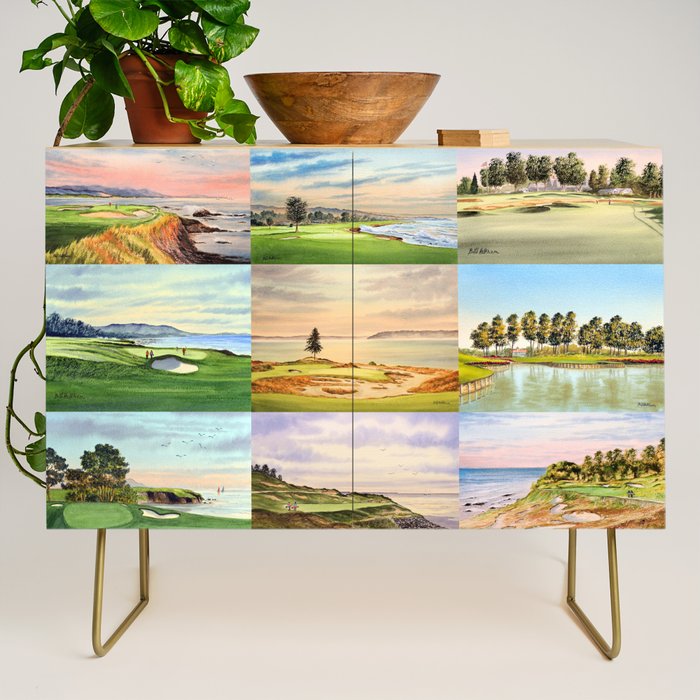 Famous Golf Courses In The USA Collage Credenza Gallery Image 1