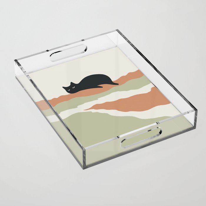 Magic meow 3 lazy cat Acrylic Tray Gallery Image 1