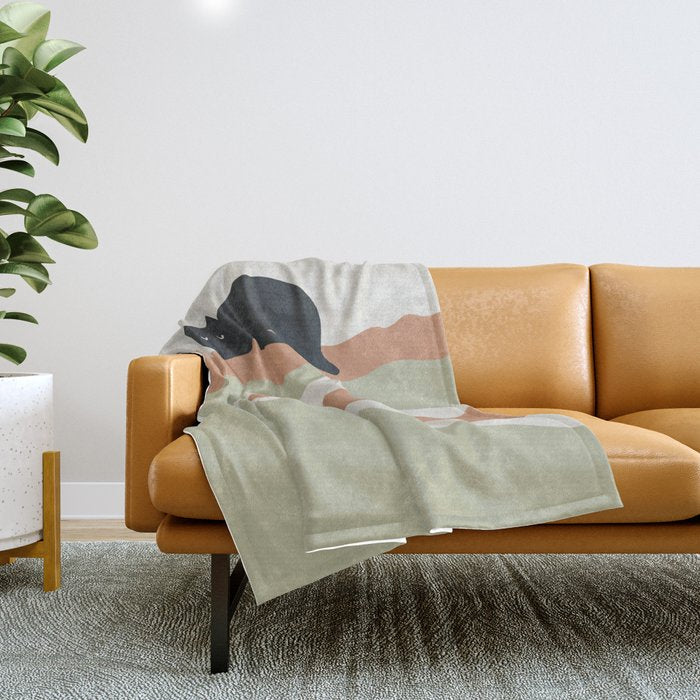 Magic meow 3 lazy cat Throw Blanket Gallery Image 1