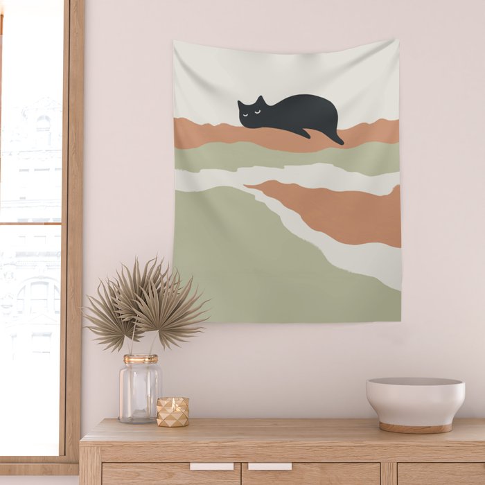 Magic meow 3 lazy cat Wall Tapestry Gallery Image 2