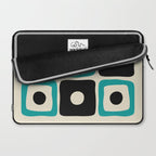 Mid Century Modern Square Dot Pattern 593 Black and Turquoise Laptop Sleeve Gallery Image 2