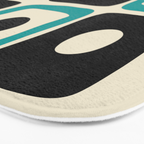 Mid Century Modern Square Dot Pattern 593 Black and Turquoise Bath Mat Gallery Image 3
