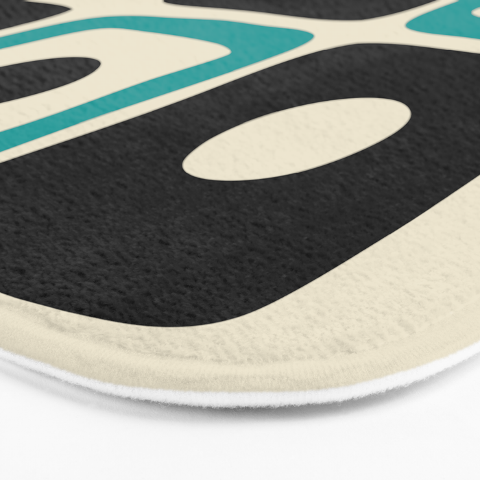 Mid Century Modern Square Dot Pattern 593 Black and Turquoise Bath Mat Gallery Image 3
