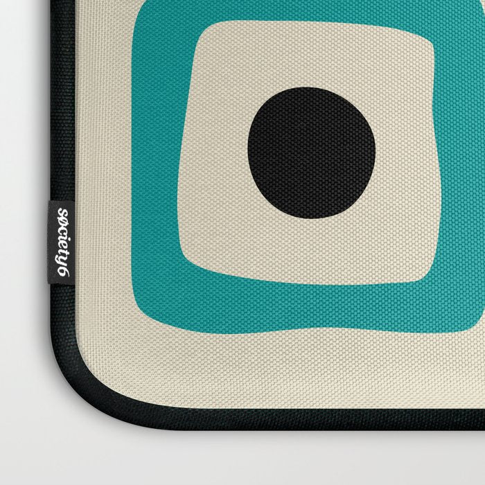 Mid Century Modern Square Dot Pattern 593 Black and Turquoise Laptop Sleeve Gallery Image 3