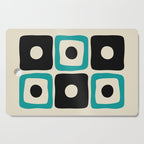 Mid Century Modern Square Dot Pattern 593 Black and Turquoise Cutting Board Gallery Image 1