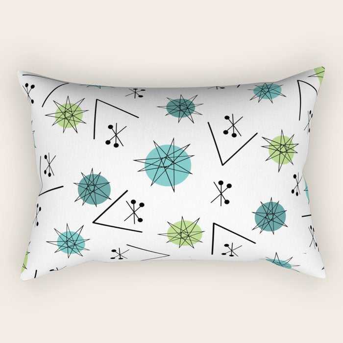Mid Century Modern Sputnik Starburst Planets 9 Rectangular Pillow Gallery Image 1