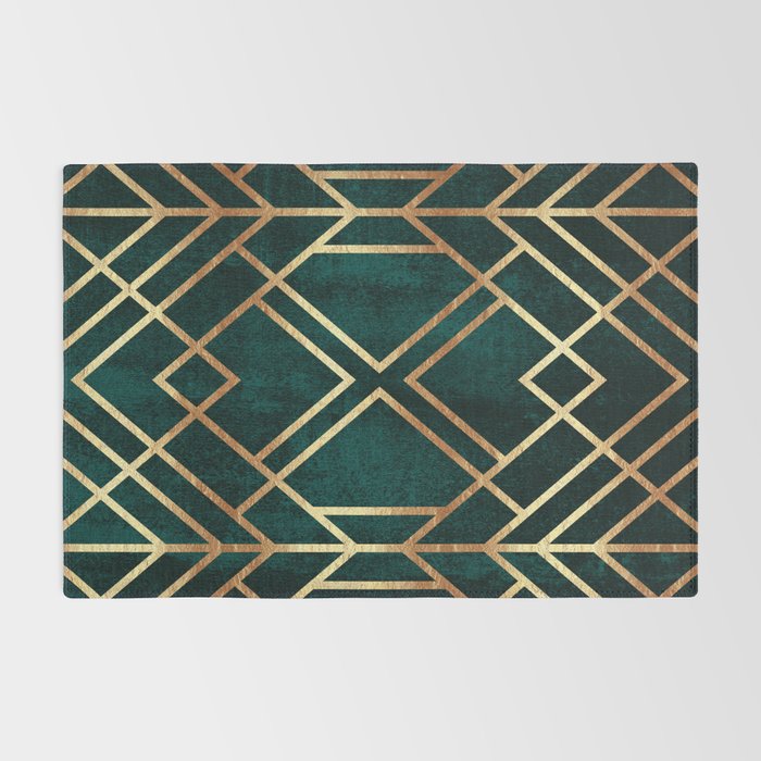 Dark Teal Geo Rug Gallery Image 2