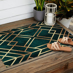 Dark Teal Geo Outdoor Rug Gallery Image 2