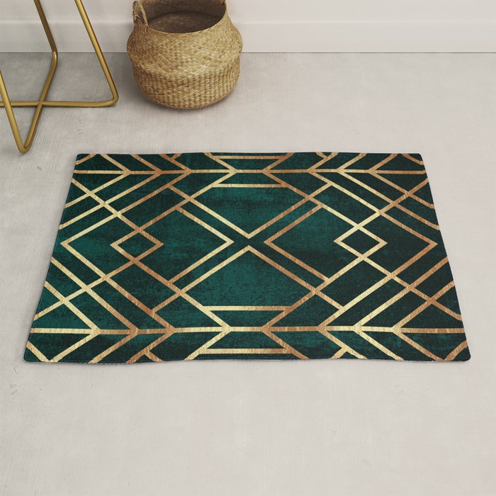 Dark Teal Geo Rug Gallery Image 1