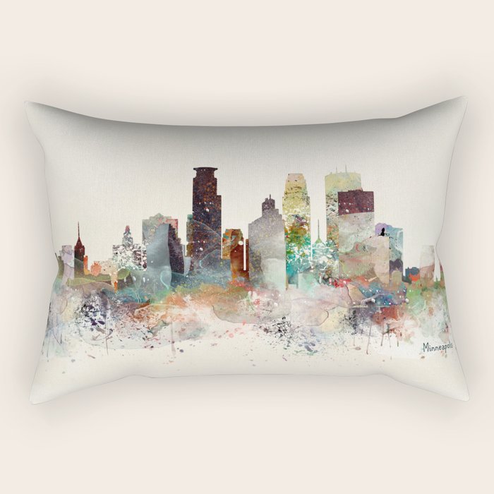 minneapolis minnesota skyline Rectangular Pillow Gallery Image 1