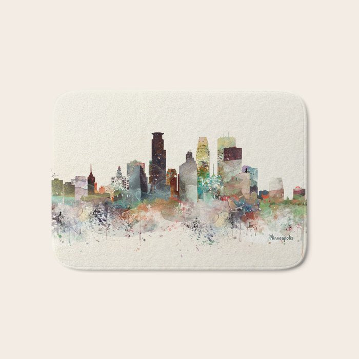 minneapolis minnesota skyline Bath Mat Gallery Image 1