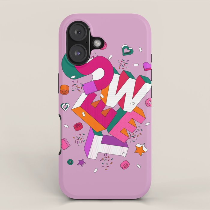 SWEET - colorful typography on pink iPhone Case Gallery Image 1