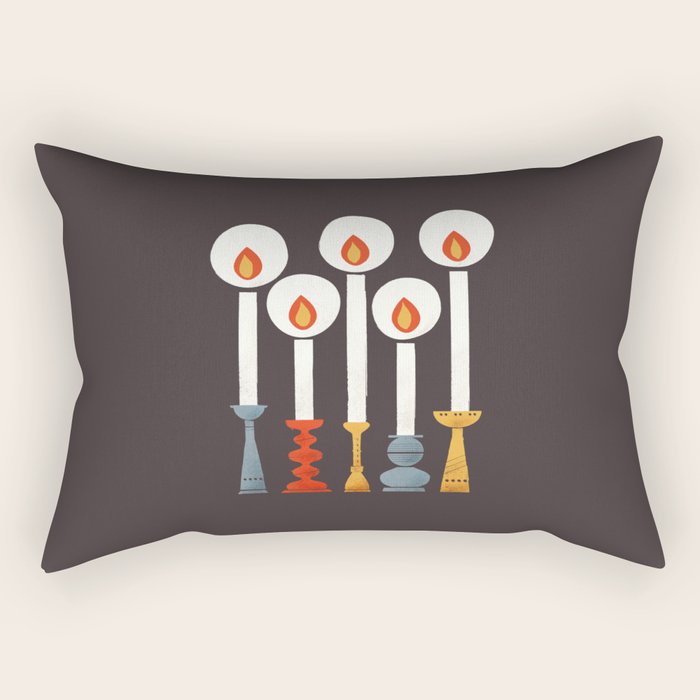 Festive Retro Candles Rectangular Pillow Gallery Image 1
