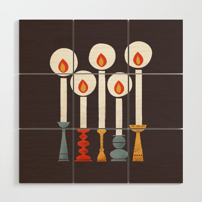 Festive Retro Candles Wood Wall Art Gallery Image 1