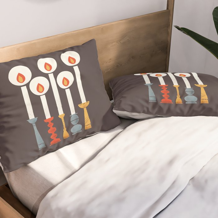 Festive Retro Candles Pillow Sham Gallery Image 2