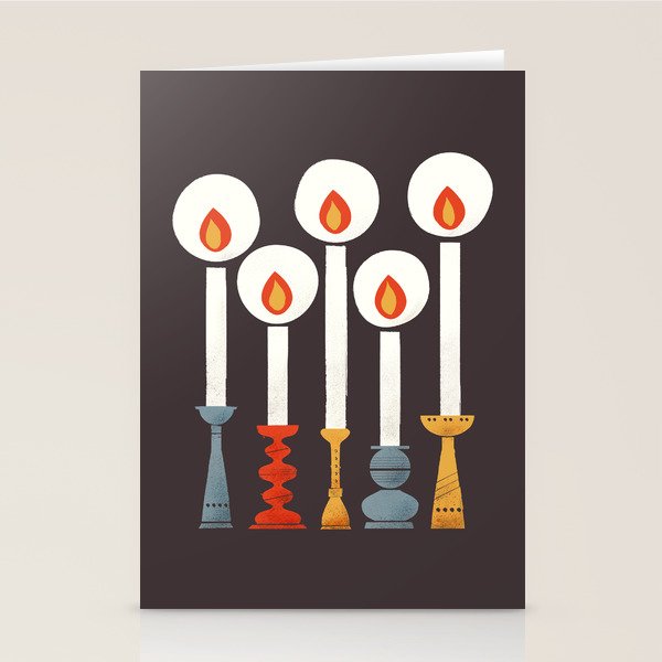 Festive Retro Candles Stationery Card Gallery Image 1