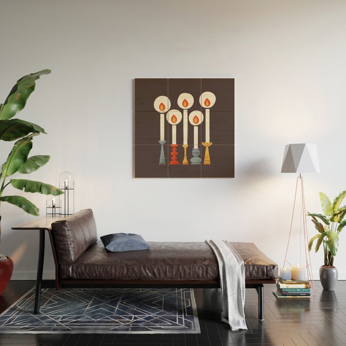 Festive Retro Candles Wood Wall Art Gallery Image 2