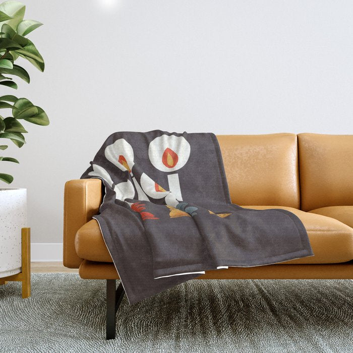 Festive Retro Candles Throw Blanket Gallery Image 1