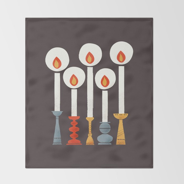Festive Retro Candles Throw Blanket Gallery Image 2
