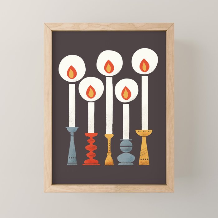 Festive Retro Candles Mini Art Print Gallery Image 1