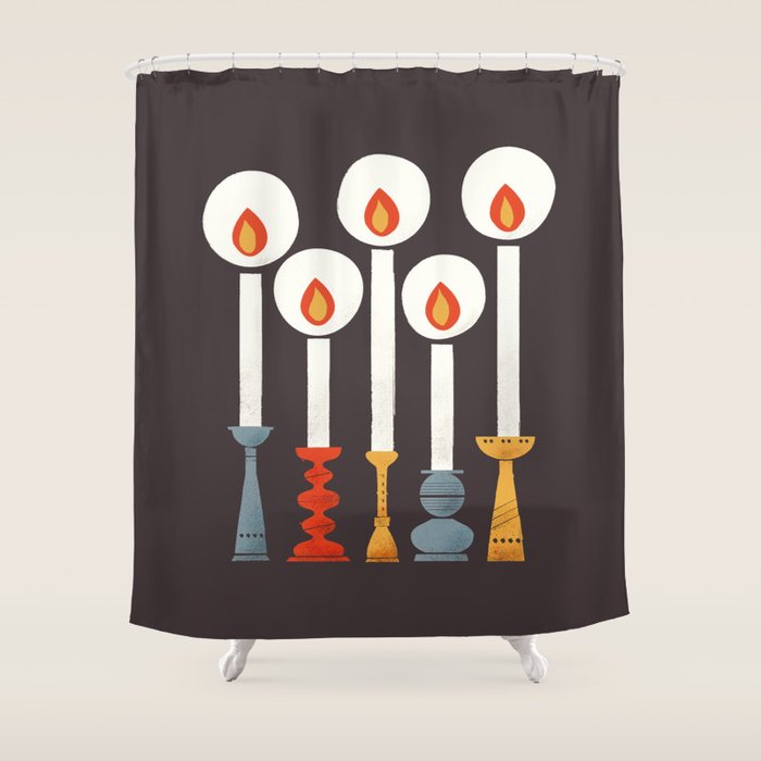 Festive Retro Candles Shower Curtain Gallery Image 1