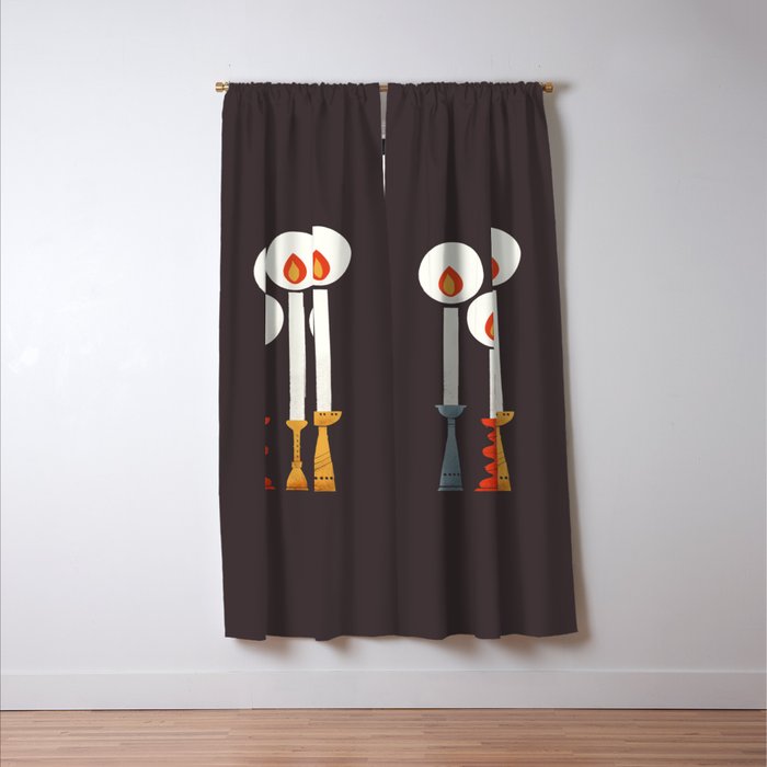 Festive Retro Candles Window Curtain Gallery Image 3