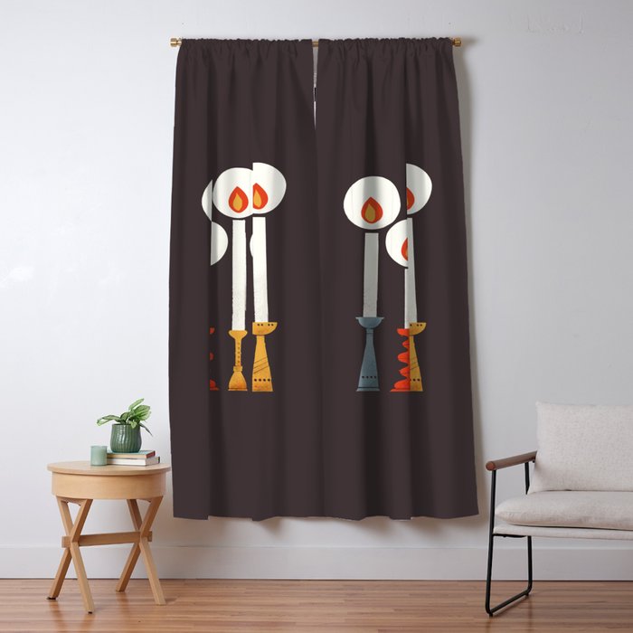 Festive Retro Candles Window Curtain Gallery Image 1