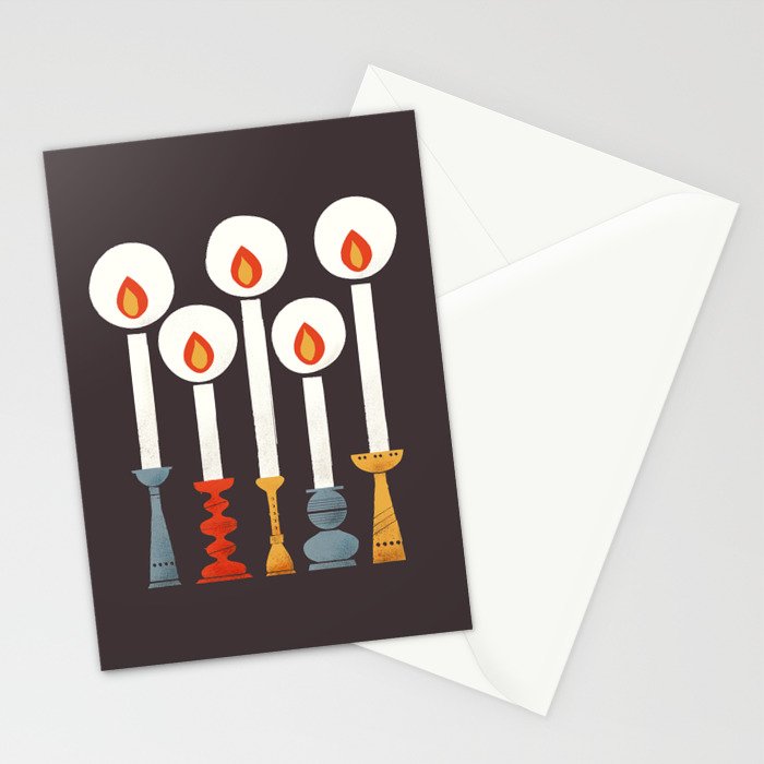 Festive Retro Candles Stationery Card Gallery Image 2