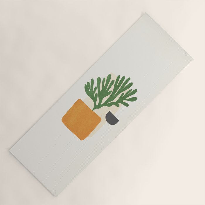 Bronze Vase & Leaves: Matisse Edition | Mid Century Series Yoga Mat Gallery Image 1