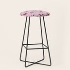 Horses & Flowers, Pink Pattern, Horse Illustration, Little Girls Room, Watercolor Stool Gallery Image 1