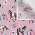 Horses & Flowers, Pink Pattern, Horse Illustration, Little Girls Room, Watercolor Wall Tapestry Gallery Image 3