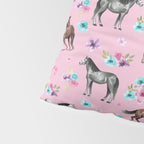 Horses & Flowers, Pink Pattern, Horse Illustration, Little Girls Room, Watercolor Pillow Sham Gallery Image 4